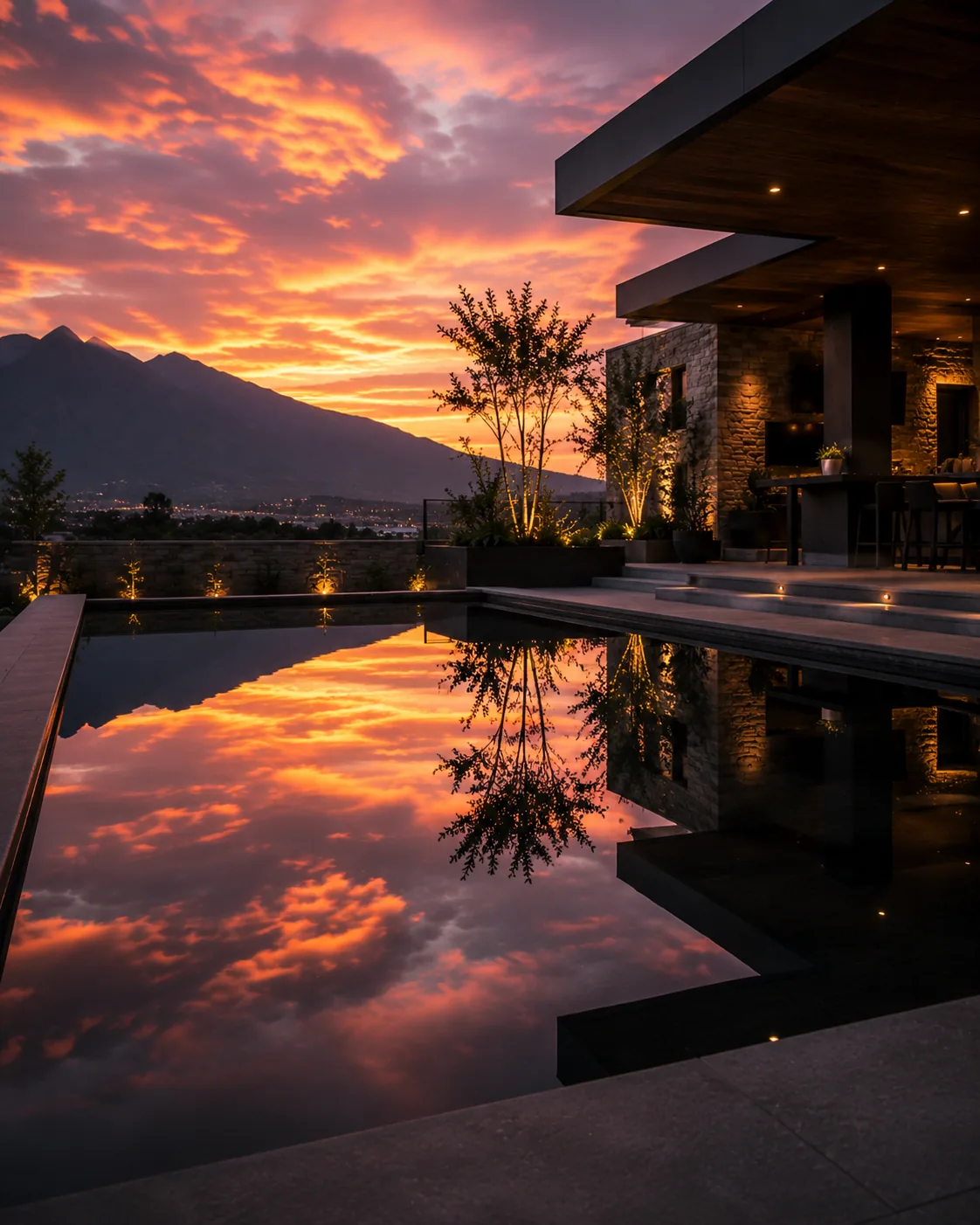 Alberca lista para el verano en residencia de lujo, Monterrey